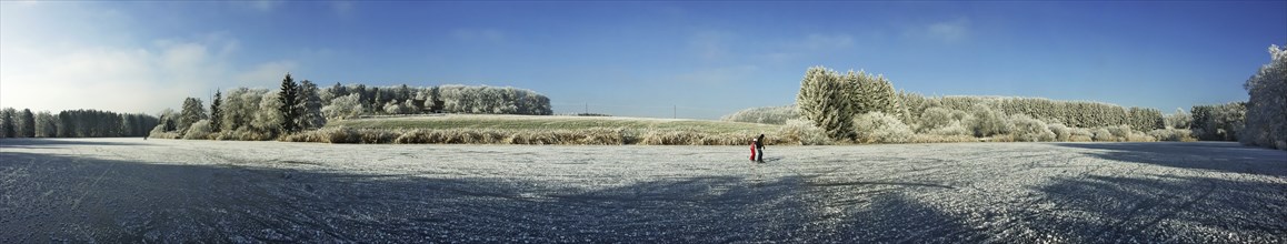 Panorama, ice skaters on the Wannenberg pond