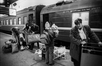 Germany, Berlin, 8 November 1990, trains from the Soviet Union arrive at Lichtenberg station,