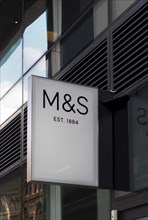 Leeds, west yorkshire, united kingdom, 4 august 2021: sign above a marks and spencer simply food