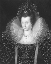 Elizabeth I (1533-1603) on engraving from the 1800s. Queen of England and Queen of Ireland