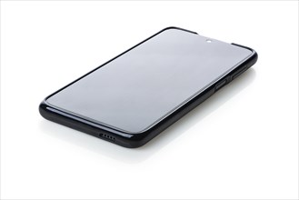 Black smart phone isolated on a white background