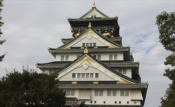 Old Osaka Castle at cloudy day