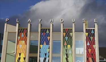 Leeds, West Yorkshire, United Kingdom, 22 February 2020: the brightly coloured facade of the new