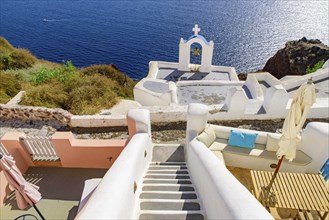 Stairs along the hills in Oia, Santorini, Greece, Europe