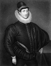 Fulke Greville, 1st Baron Brooke (1554-1628) on engraving from 1830. Elizabethan poet, dramatist,