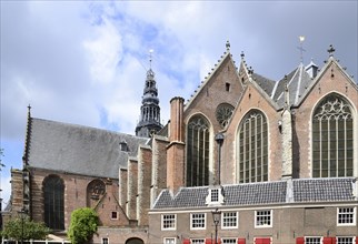 Historical Church in the Old Town of Amsterdam, Netherlands