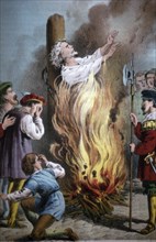 Anabaptist Christian being burned at the stake