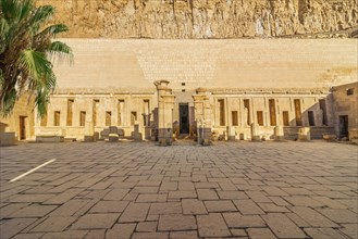 Hall with statues and columns in Hatshepsut temple, Egypt, Africa