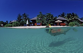 Snorkelling on the beach in front of the resort, Indonesia, Wakatobi Dive Resort, Sulawesi, Indian