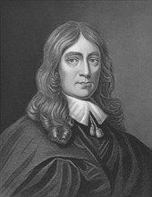 John Milton (1608-1674) on engraving from the 1800s. English poet, author, polemicist and civil