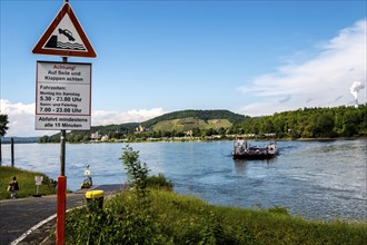 Rhine ferry near Bad Breising. North Rhine-Westphalia, Rhineland-Palatinate