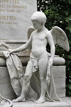 Cemetery mourning angel statue