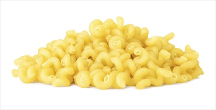 Heap of cavatappi isolated on a white background