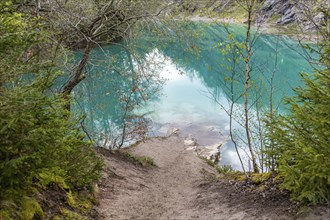 Blue lake in the Harz Mountains near Rübeland with turquoise-coloured water