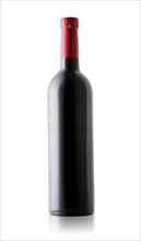 Bottle of red wine isolated on a white background