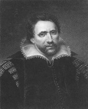 Ben Jonson (1572-1637) on engraving from the 1800s. English renaissance dramatist, poet and actor.