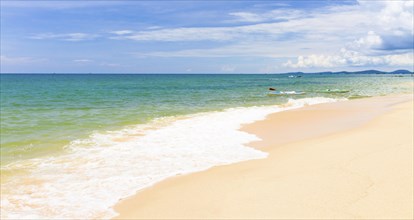 Sand beach with canoes in Phu Quoc close to Duong Dong, Vietnam, Asia