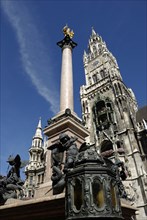 Marian Column and New Town Hall on Marienplatz, Munich