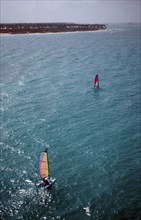 Catamaran, aerial view, Punta Cana, Caribbean, Dominican Republic, Central America