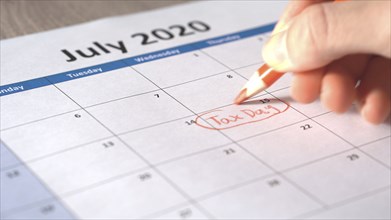 Tax day filing deadline pushed back to July 15 marked on 2020 calendar