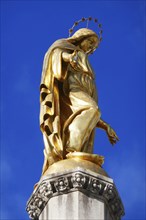 Zagreb sculpture of the Golden Angel in front of the cathedral