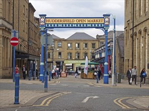 Huddersfield, yest yorkshire, United Kingdom, 20 May 2019: the metal outdoor gate of huddersfield