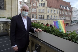 Münster's Lord Mayor Markus Lewe hoisted the rainbow flag at the Stadtweinhaus on 17 May 2021 to