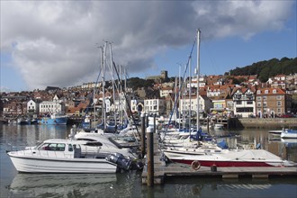 Scarborough, North Yorkshire, United Kingdom, 12 September 2022 : leisure boats and yachts moored