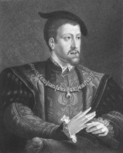 Charles V (1500-1558) on engraving from the 1800s. Ruler of the Holy Roman Empire from 1519 and of