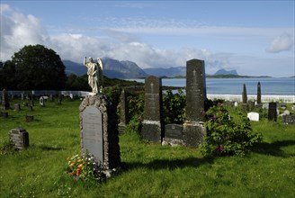 Cemetery in Skaland, Senja, Troms, Norway, Europe