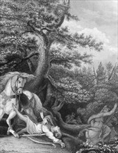 Death of William Rufus during a hunting trip in the New Forest on engraving from the 1800s. King of