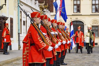 The Changing of the Guard Ceremony at St. Mark Square in Zagreb, Croatia, Europe