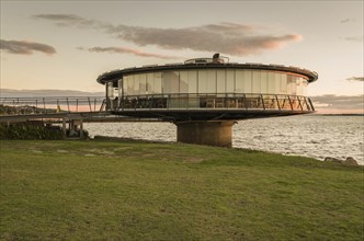 Porto Alegre, Rio Grande do Sul, Brazil, March 29, 2021: Panoramic restaurant on the Guaíba