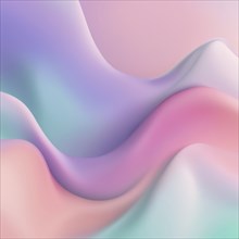 Abstract image with pastel, smooth wavy shapes and gradients in pink, blue, and purple, AI