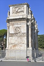 Arch of Constantine from the side, woman in red under the view from above