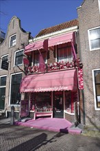 Edam, the Netherlands. February 2023. A pink candy store in Edam, Holland