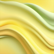 Abstract pastel image in yellow and green with smooth, gentle curves forming a flowing gradient, AI