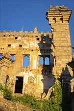 Abandoned ruin building of Termas Radium Hotel Serra da Pena in Sortelha, Portugal, Europe