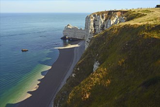 Etretat, the seascape seen from cliffs Etretat, view from cliffs on sea and seashore