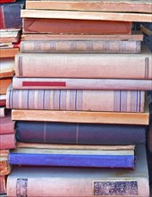 Big pile of books at flea market