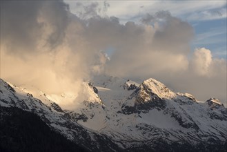 Mountain massif in the Stelvio National Park in South Tyrol, Italy, Europe