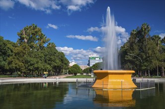 Porto Alegre, Rio Grande do Sul, Brazil, March 29, 2021: Fountain of redemption square on a