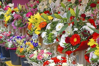 Fresh flowers bouquets at flower shop