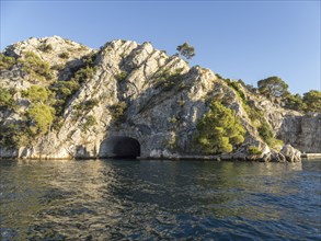 Hitlers Eye, sea tunnel, developed to protect submarines from air attacks, near Sibenik, Croatia,