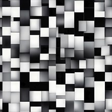 Modern abstract pattern featuring black and white geometric squares in a sleek design, Seamless