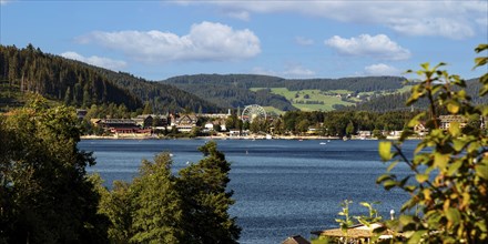 View over the Titisee to the town centre, Titisee, Titisee-Neustadt, Baden-Württemberg, Black