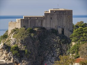 A medieval castle on a rock above the sea, Dubrovnik, Mediterranean, Croatia, Europe