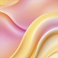 An abstract image with smooth, wavy lines and pastel gradient hues of pink and yellow, creating a