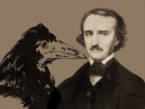 Portrait of Edgar Allan Poe, The Raven, by Edouard Manet, 1875, digitally edited