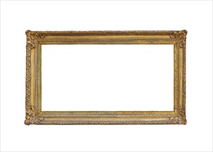 Panoramic rustic gold frame isolated on white